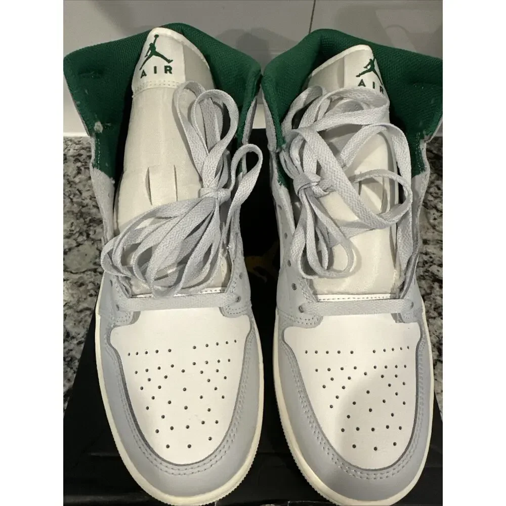 Nike Air Jordan 1 Mid Summit White Pine Green Lucky US SZ 10 Men's DQ8426-142